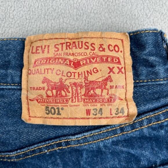 Levi's‎ Jeans Mens 34x34 Blue 501 Straight Leg Button Fly Denim Streetwear Y2K - Picture 7 of 16